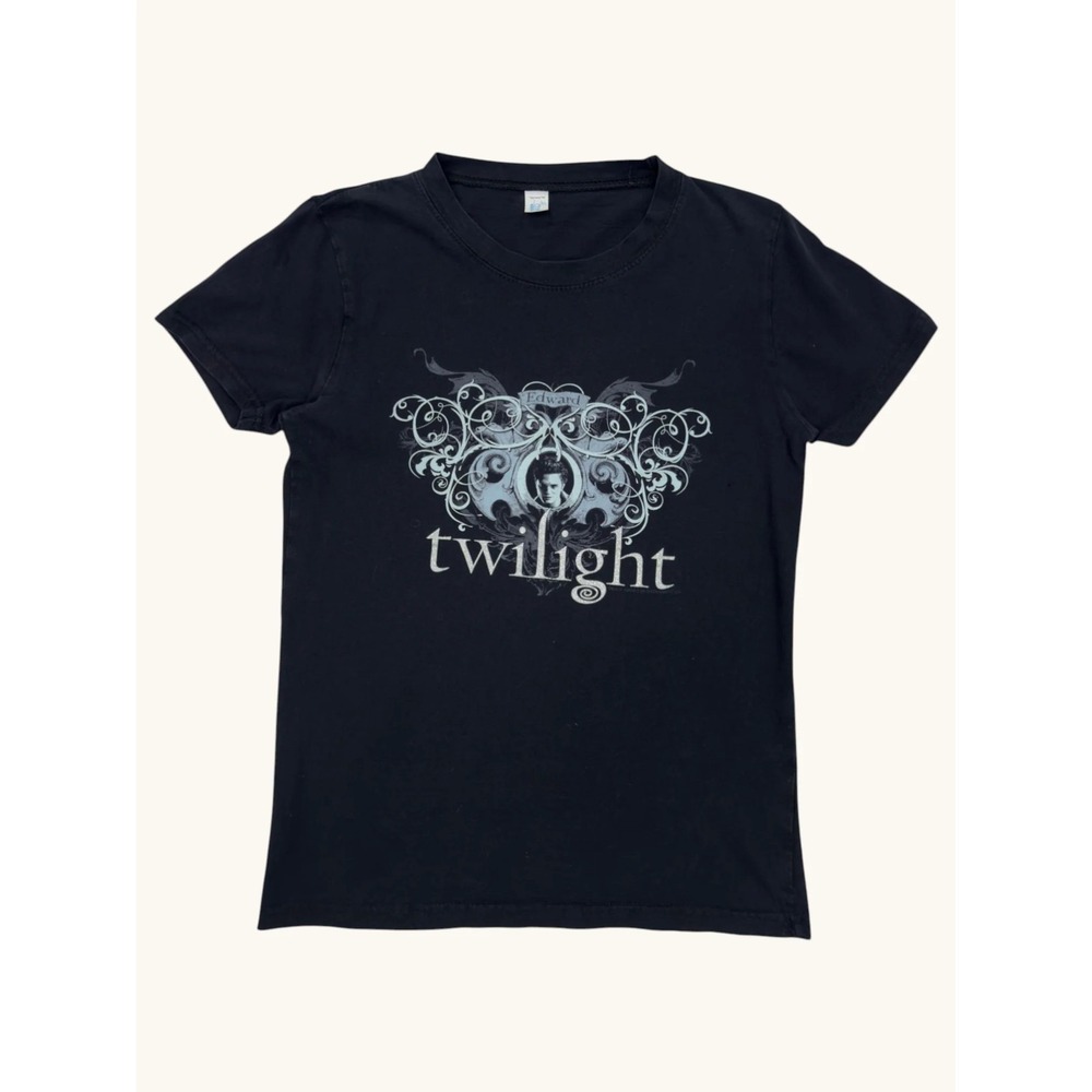 Twilight Saga Edward Cullen Graphic T-Shirt Black Tultex Girly Small Movie Tee